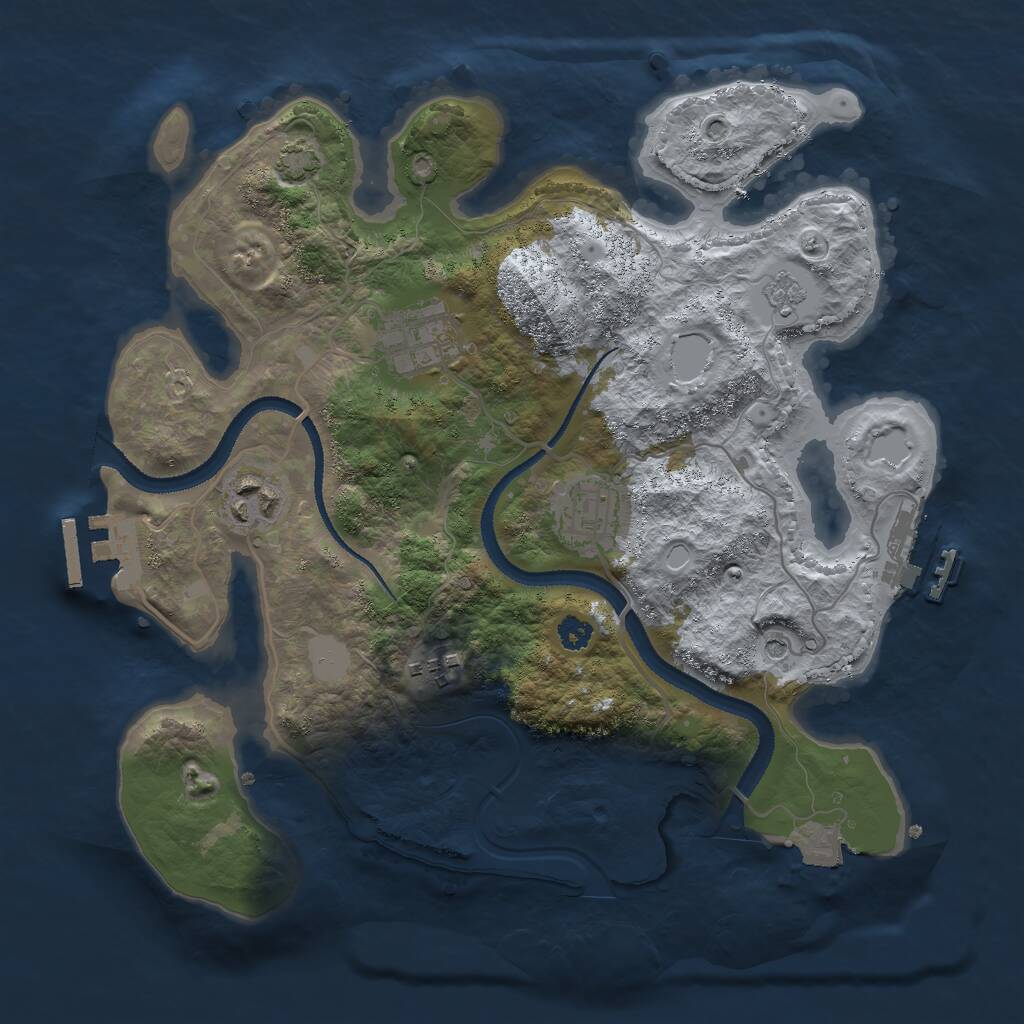 Rust Map: Procedural Map, Size: 3000, Seed: 1843, 10 Monuments
