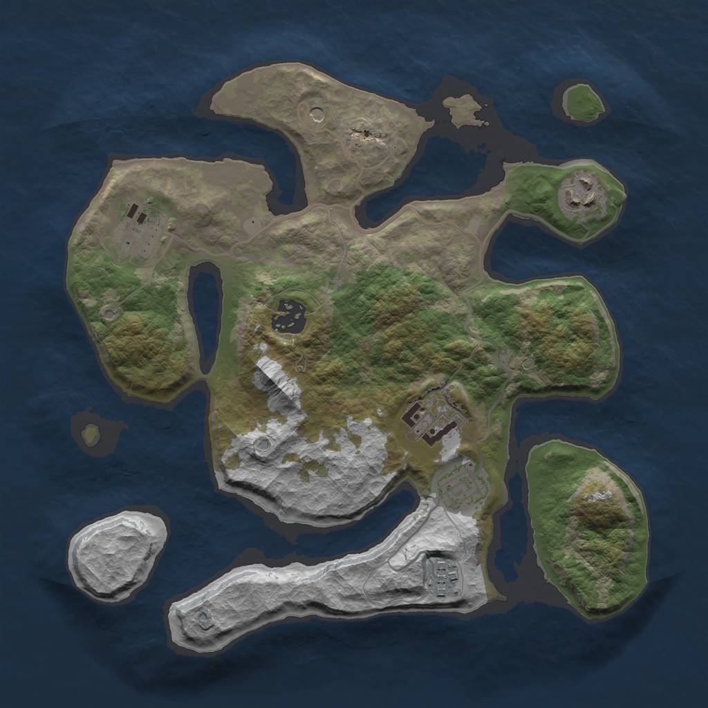 Rust Map: Barren, Size: 3000, Seed: 485192, 9 Monuments