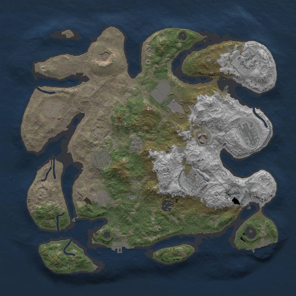 Rust Map: Procedural Map, Size: 3700, Seed: 20320489, 19 Monuments