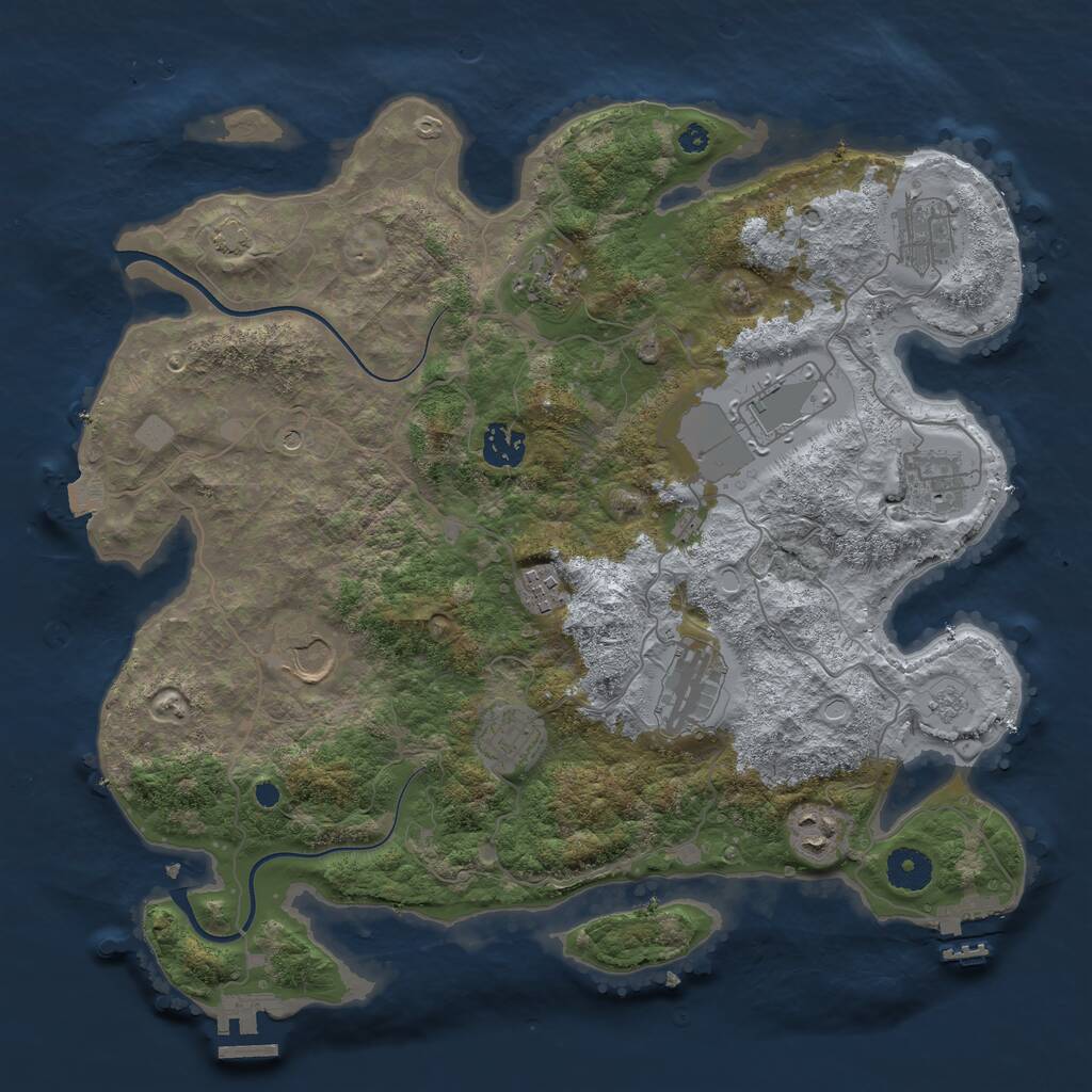 Rust Map: Procedural Map, Size: 3700, Seed: 20320489, 16 Monuments
