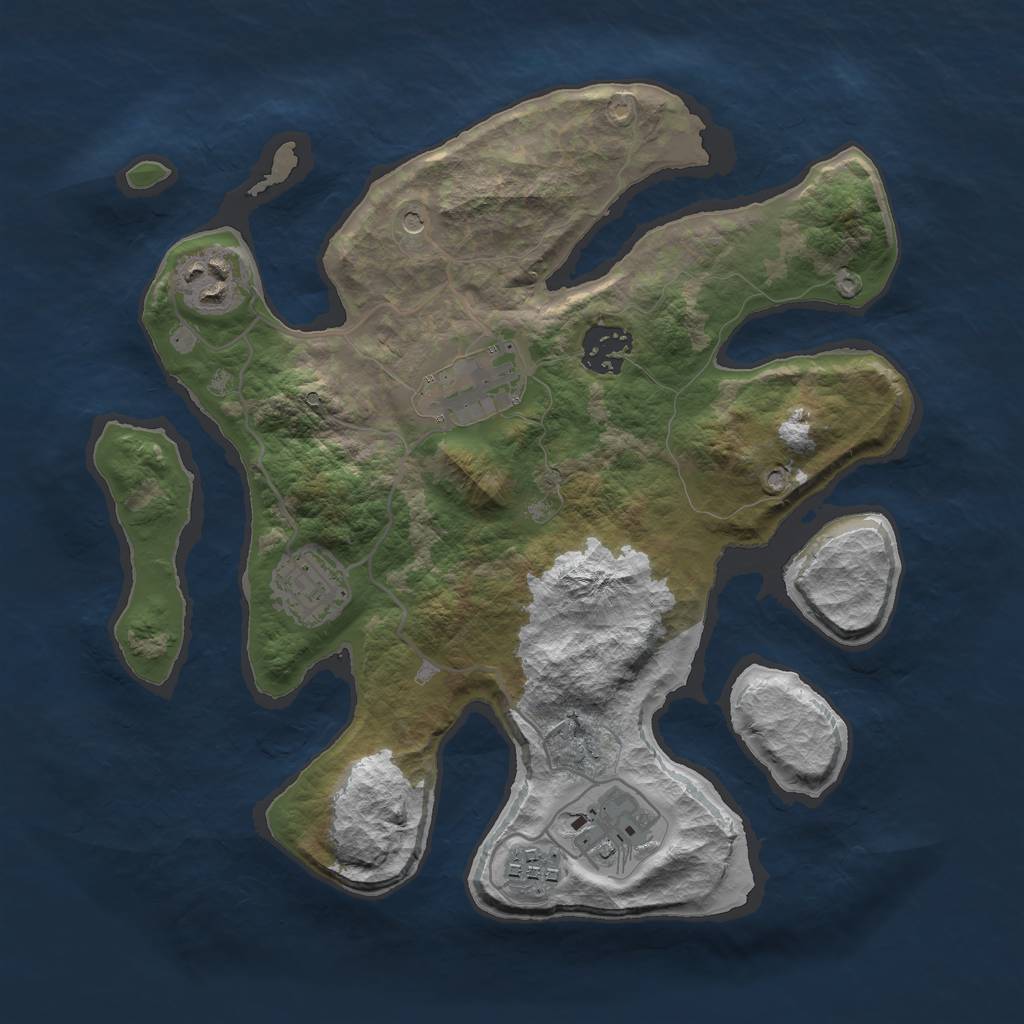 Rust Map: Barren, Size: 3000, Seed: 971453, 9 Monuments