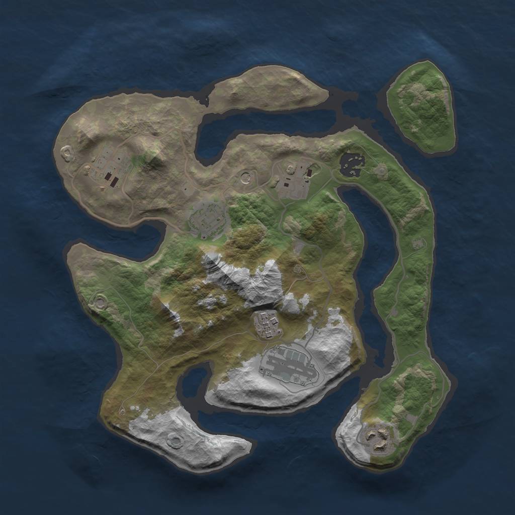 Rust Map: Barren, Size: 3000, Seed: 356572, 10 Monuments