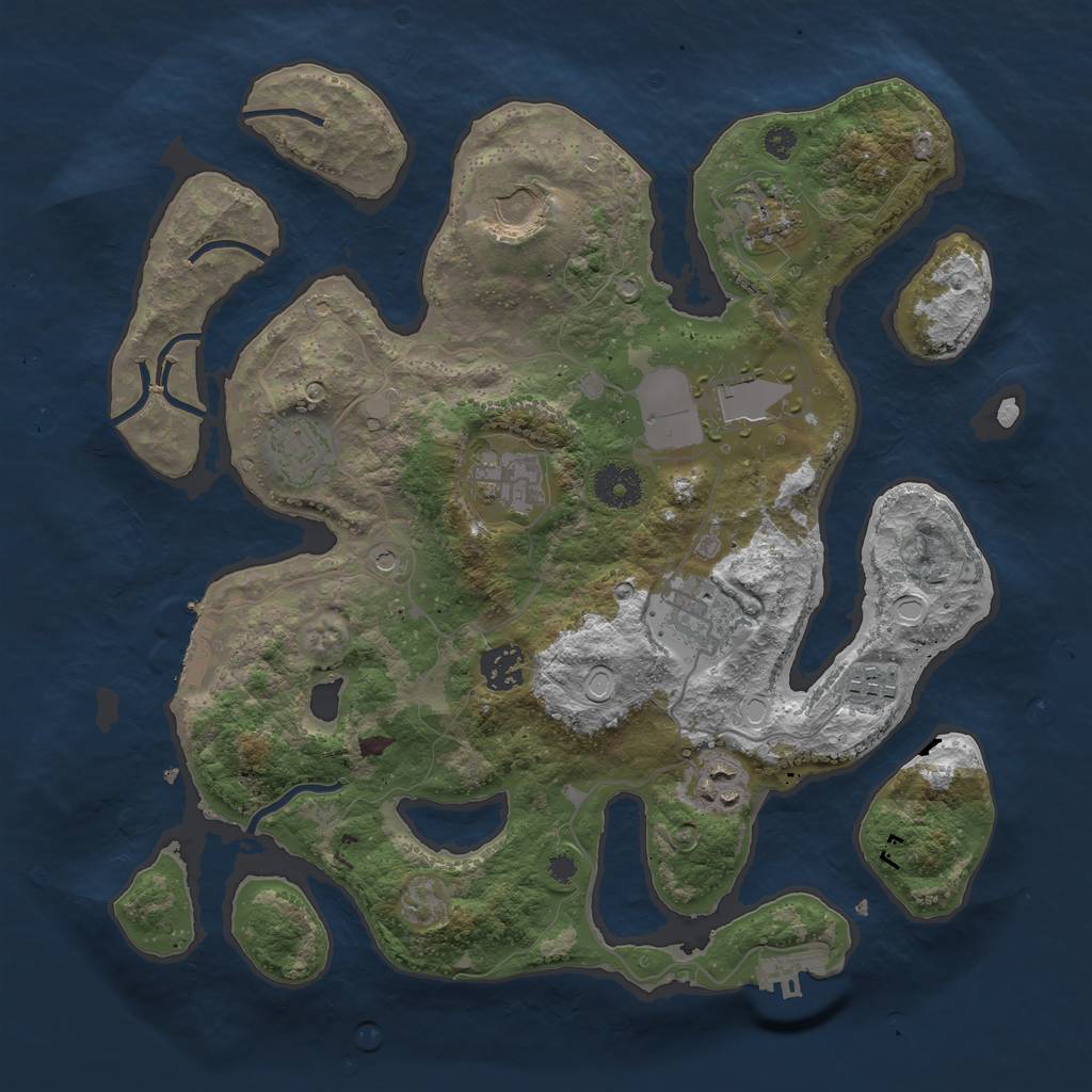 Rust Map: Procedural Map, Size: 3500, Seed: 126921169, 17 Monuments