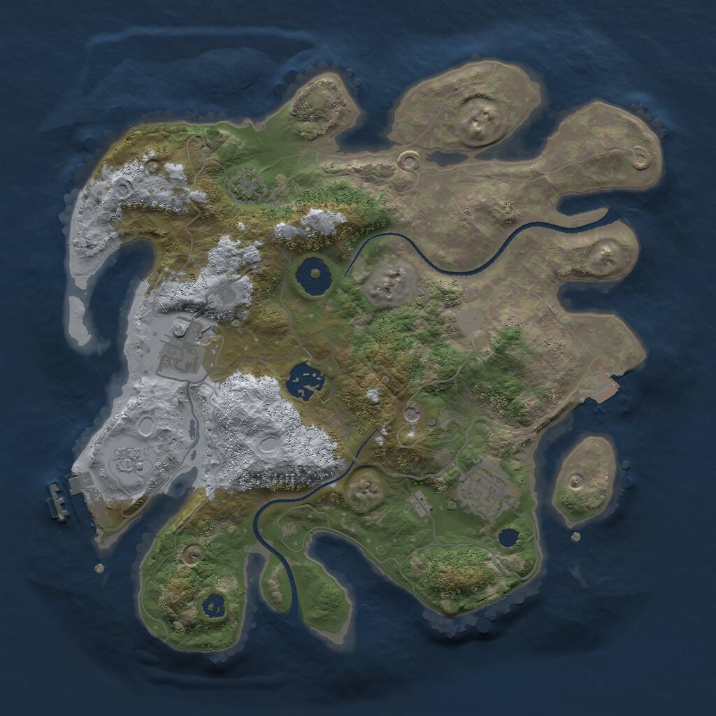 Rust Map: Procedural Map, Size: 3000, Seed: 700112, 8 Monuments