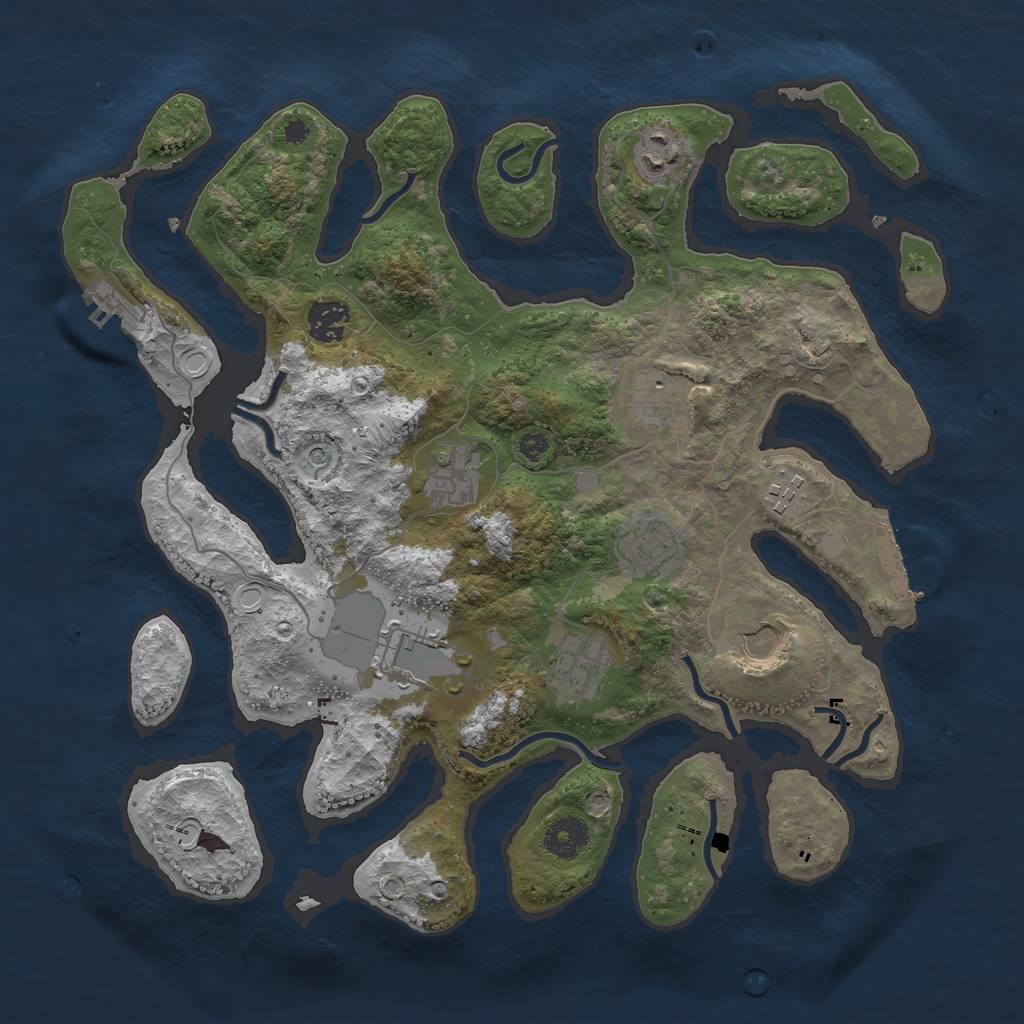 Rust Map: Procedural Map, Size: 3600, Seed: 4089, 17 Monuments