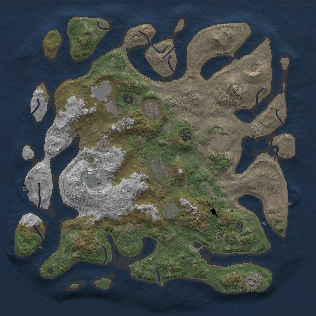 Rust Map: Procedural Map, Size: 4500, Seed: 34500, 18 Monuments