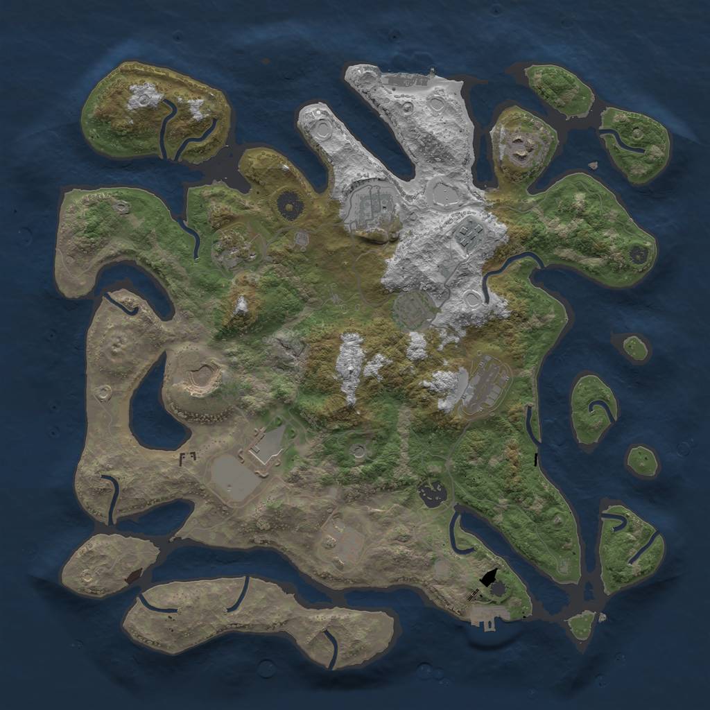 Rust Map: Procedural Map, Size: 3950, Seed: 1966542741, 18 Monuments
