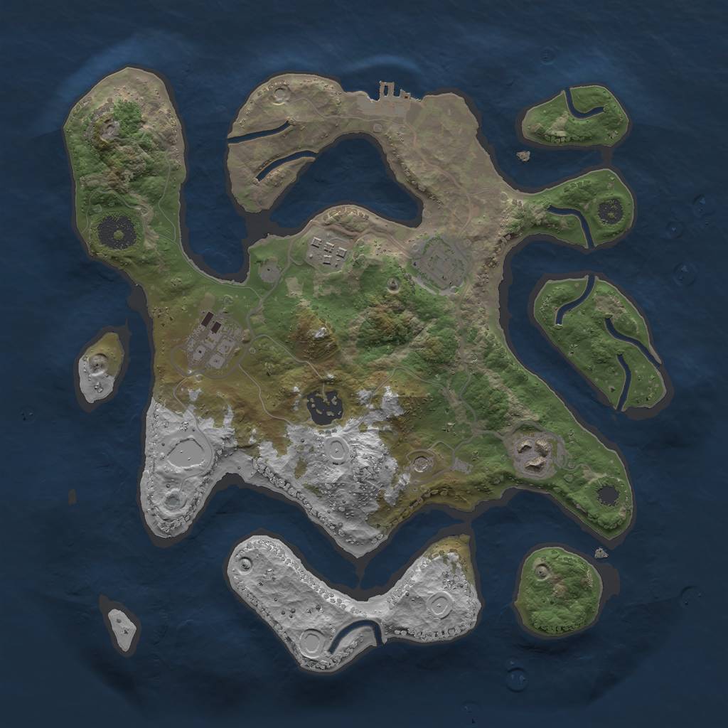 Rust Map: Procedural Map, Size: 3000, Seed: 1888276877, 12 Monuments