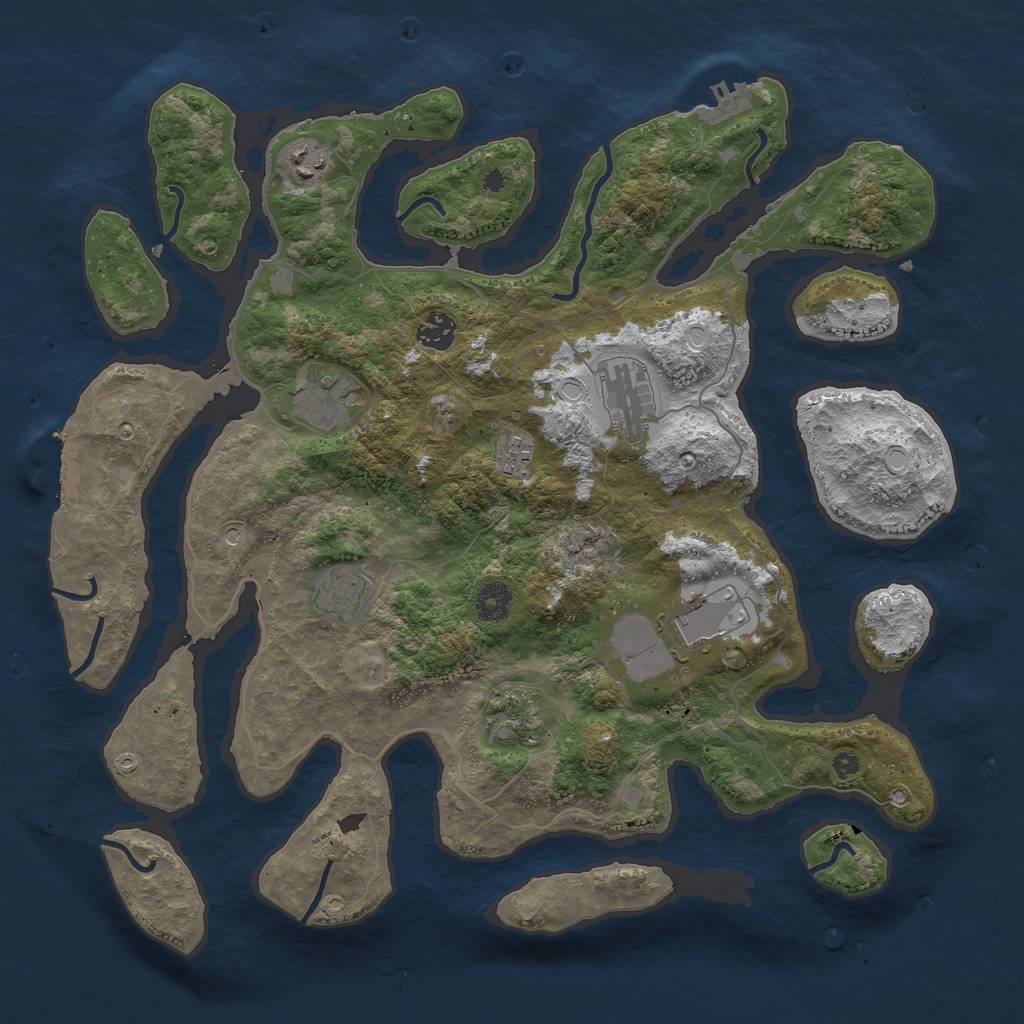 Rust Map: Procedural Map, Size: 4000, Seed: 7447, 16 Monuments