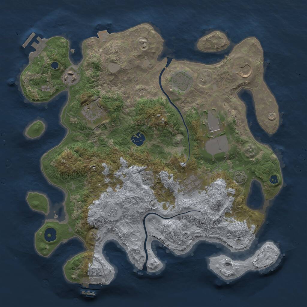 Rust Map: Procedural Map, Size: 3500, Seed: 318825658, 14 Monuments