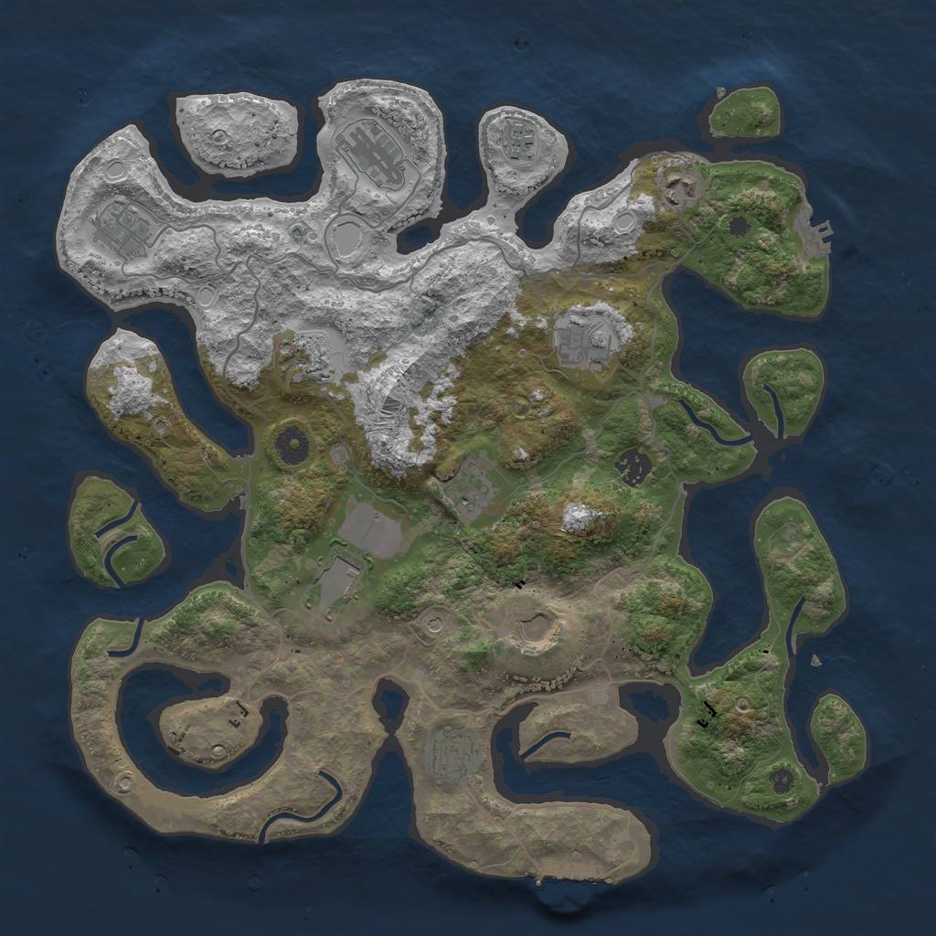 Rust Map: Procedural Map, Size: 4000, Seed: 5748, 19 Monuments