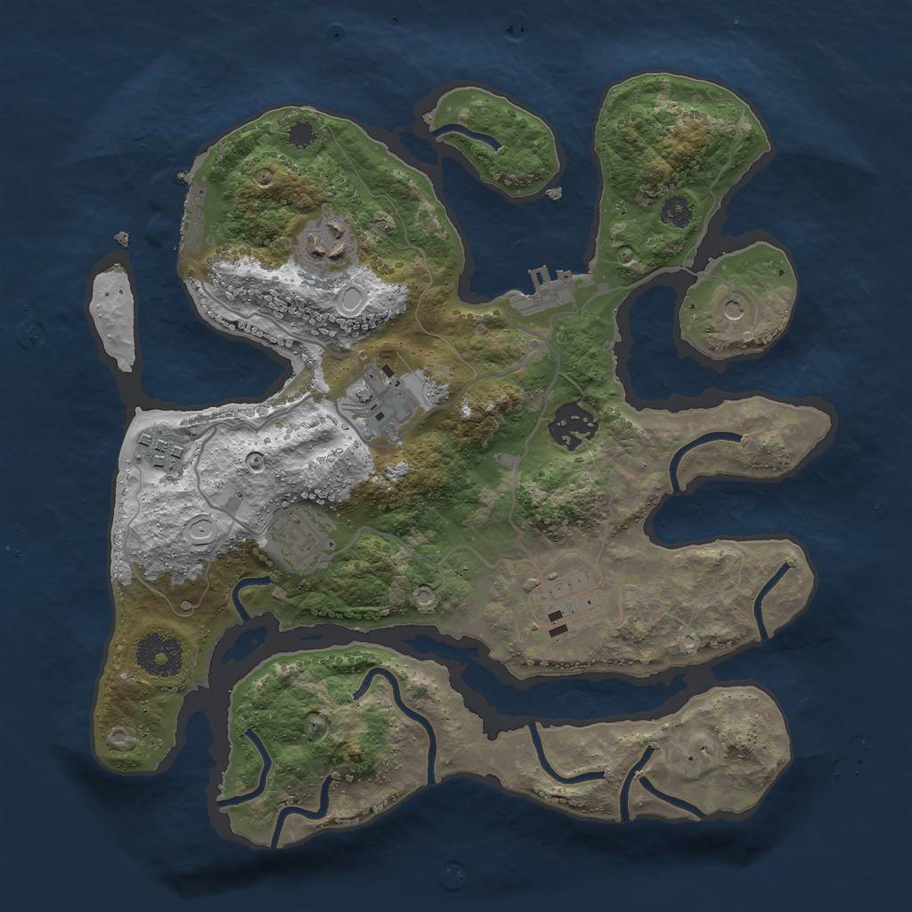 Rust Map: Procedural Map, Size: 3000, Seed: 6546443, 14 Monuments