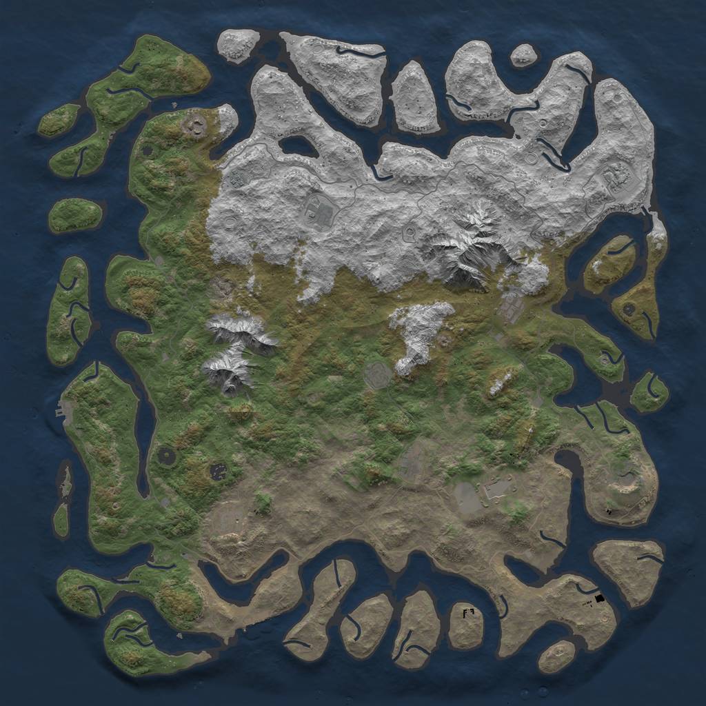 Rust Map: Procedural Map, Size: 6000, Seed: 428960190, 19 Monuments