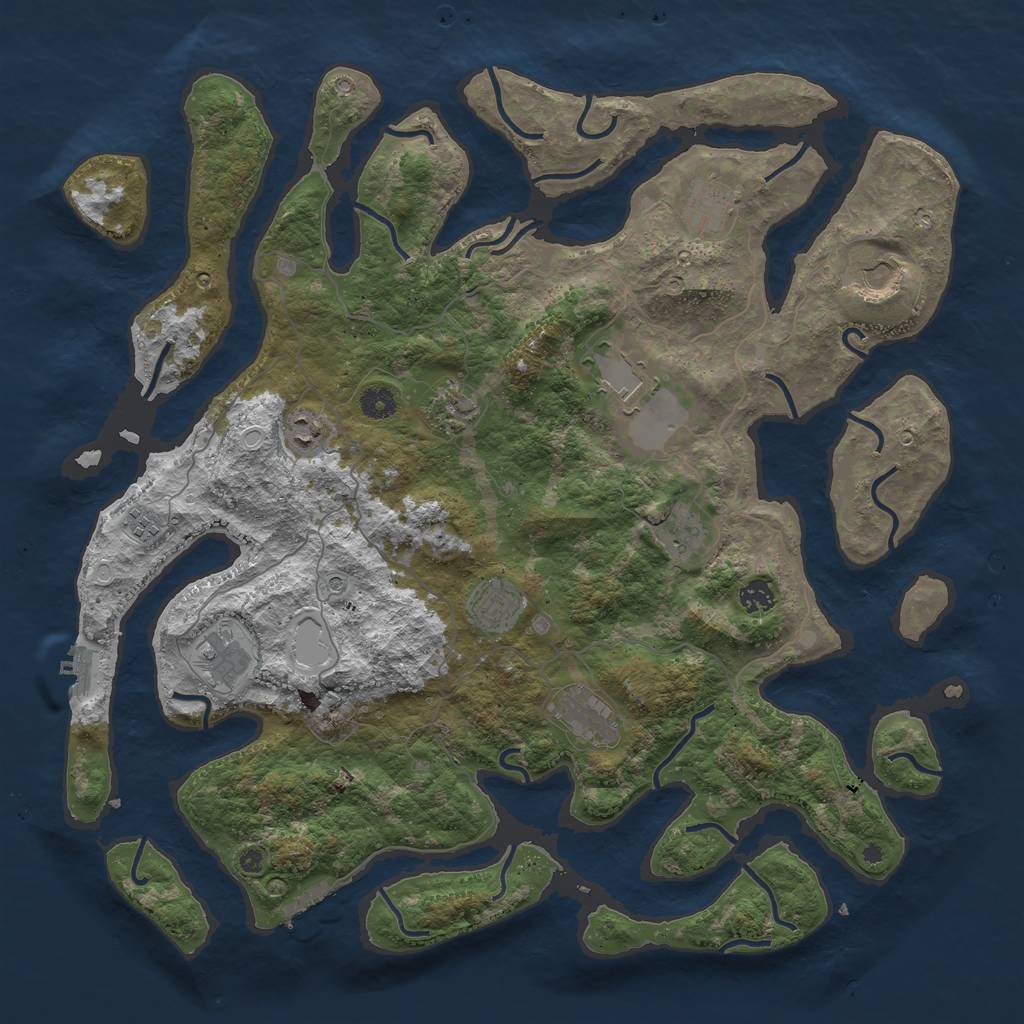 Rust Map: Procedural Map, Size: 4500, Seed: 966635355, 19 Monuments