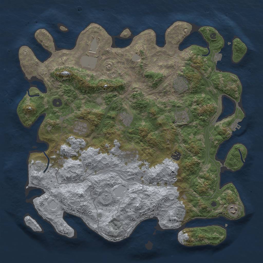 Rust Map: Procedural Map, Size: 4250, Seed: 9046, 16 Monuments