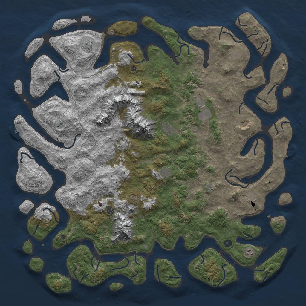Rust Map: Procedural Map, Size: 6000, Seed: 98284865, 19 Monuments