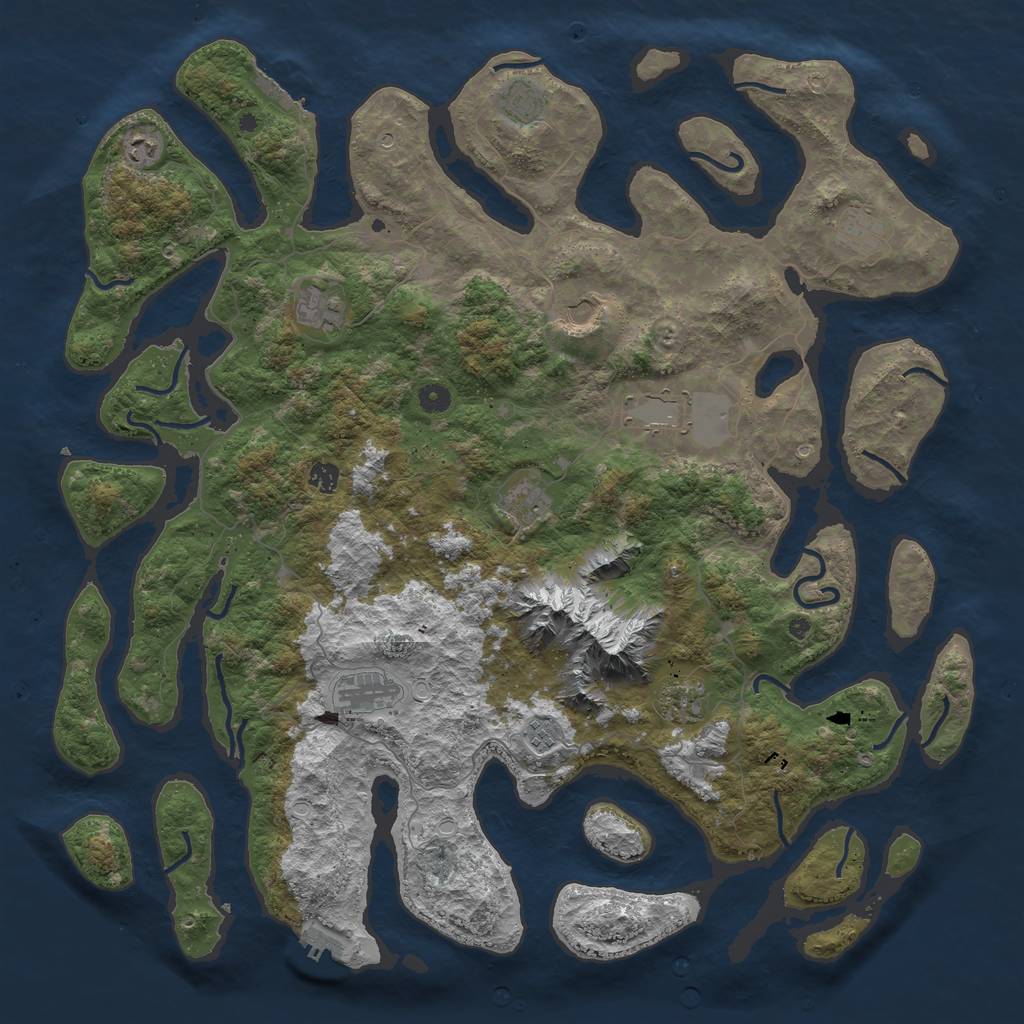 Rust Map: Procedural Map, Size: 5000, Seed: 356743, 19 Monuments