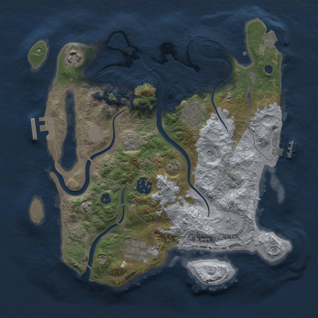 Rust Map: Procedural Map, Size: 3000, Seed: 1278840787, 11 Monuments