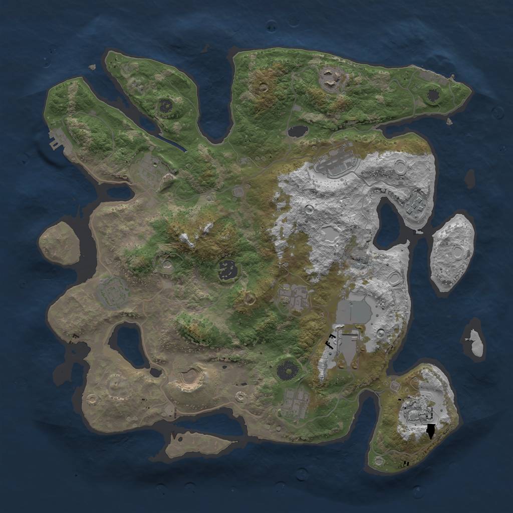 Rust Map: Procedural Map, Size: 3850, Seed: 1820034044, 19 Monuments