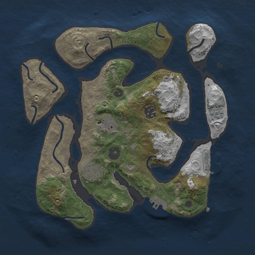 Rust Map: Procedural Map, Size: 3000, Seed: 28343, 12 Monuments