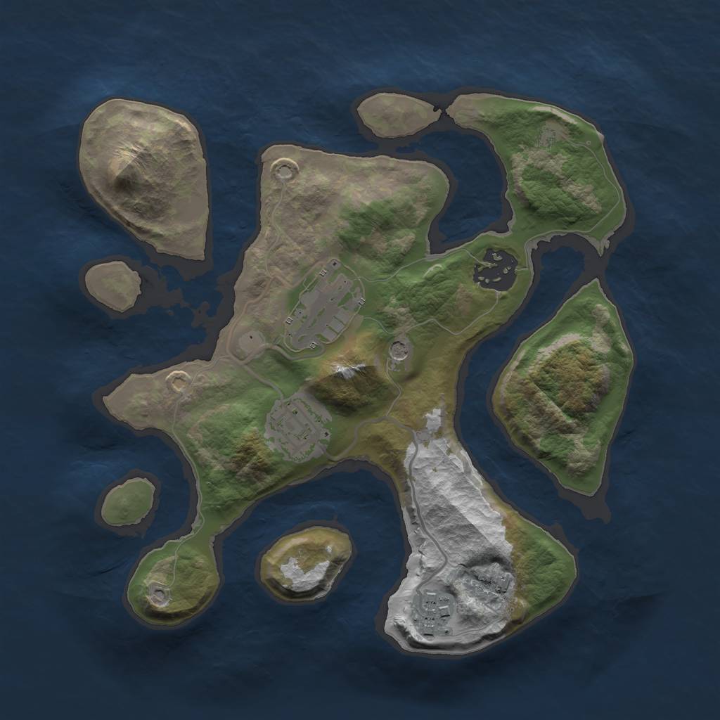 Rust Map: Barren, Size: 2500, Seed: 666, 7 Monuments