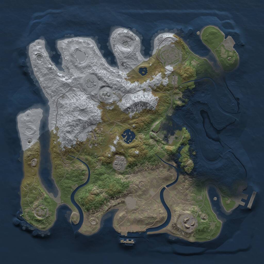 Rust Map: Procedural Map, Size: 3000, Seed: 599762, 12 Monuments