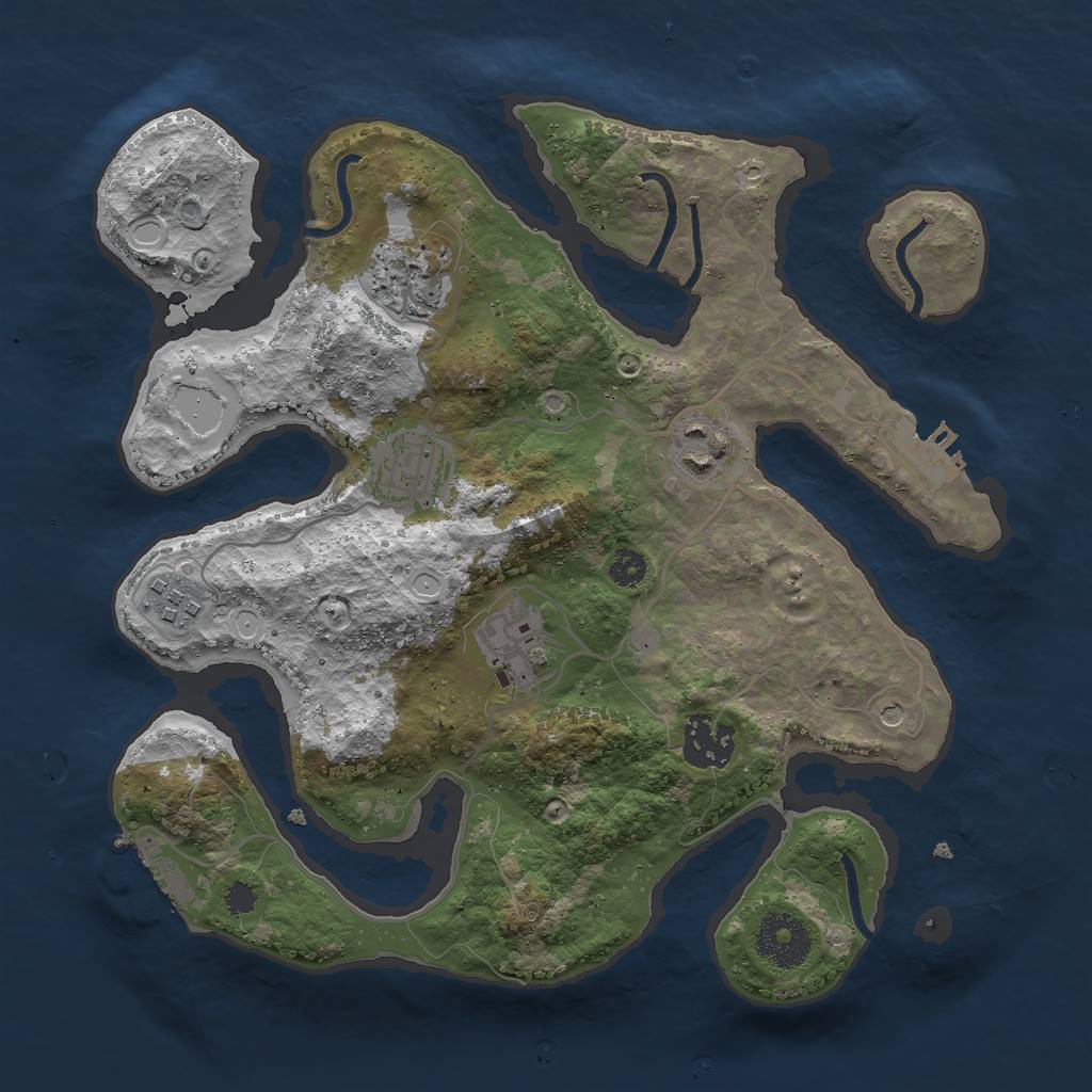 Rust Map: Procedural Map, Size: 3000, Seed: 233744, 14 Monuments
