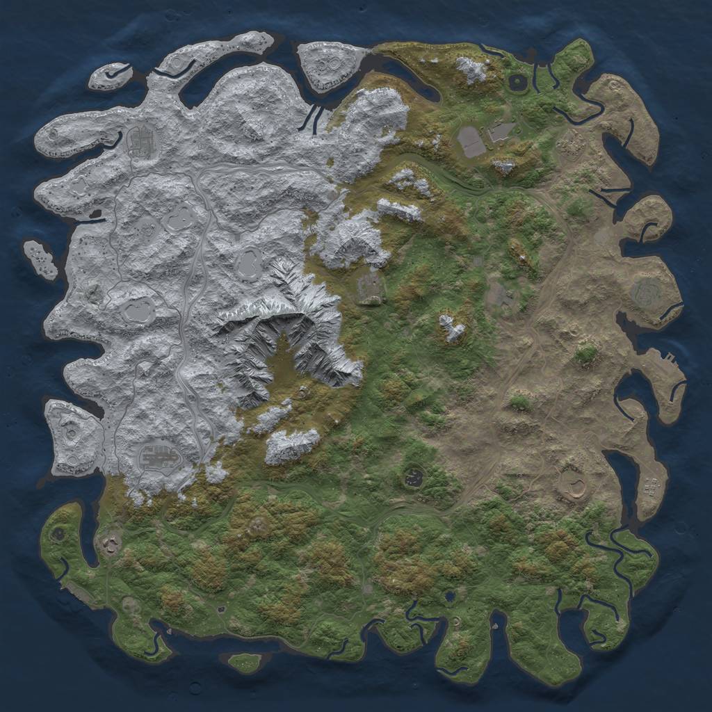 Rust Map: Procedural Map, Size: 6000, Seed: 3253973, 18 Monuments