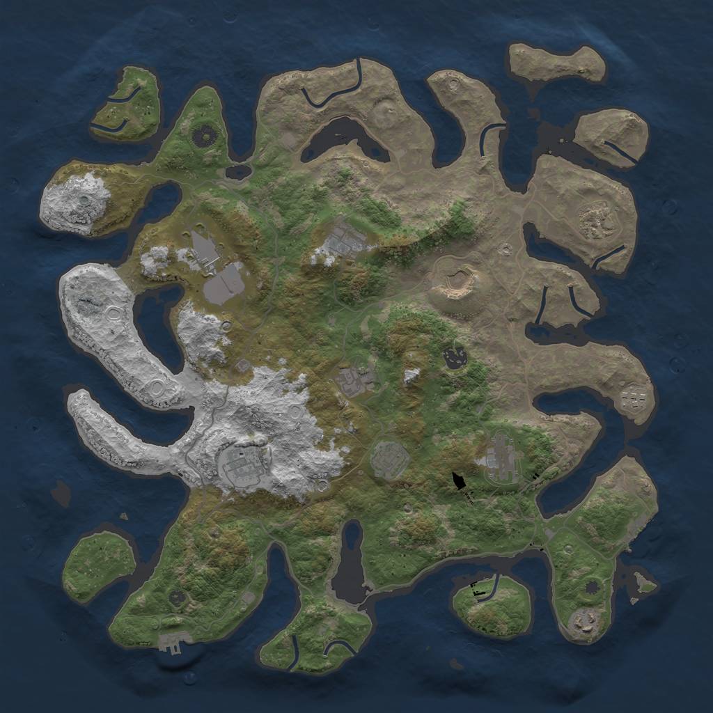 Rust Map: Procedural Map, Size: 4500, Seed: 523882175, 19 Monuments