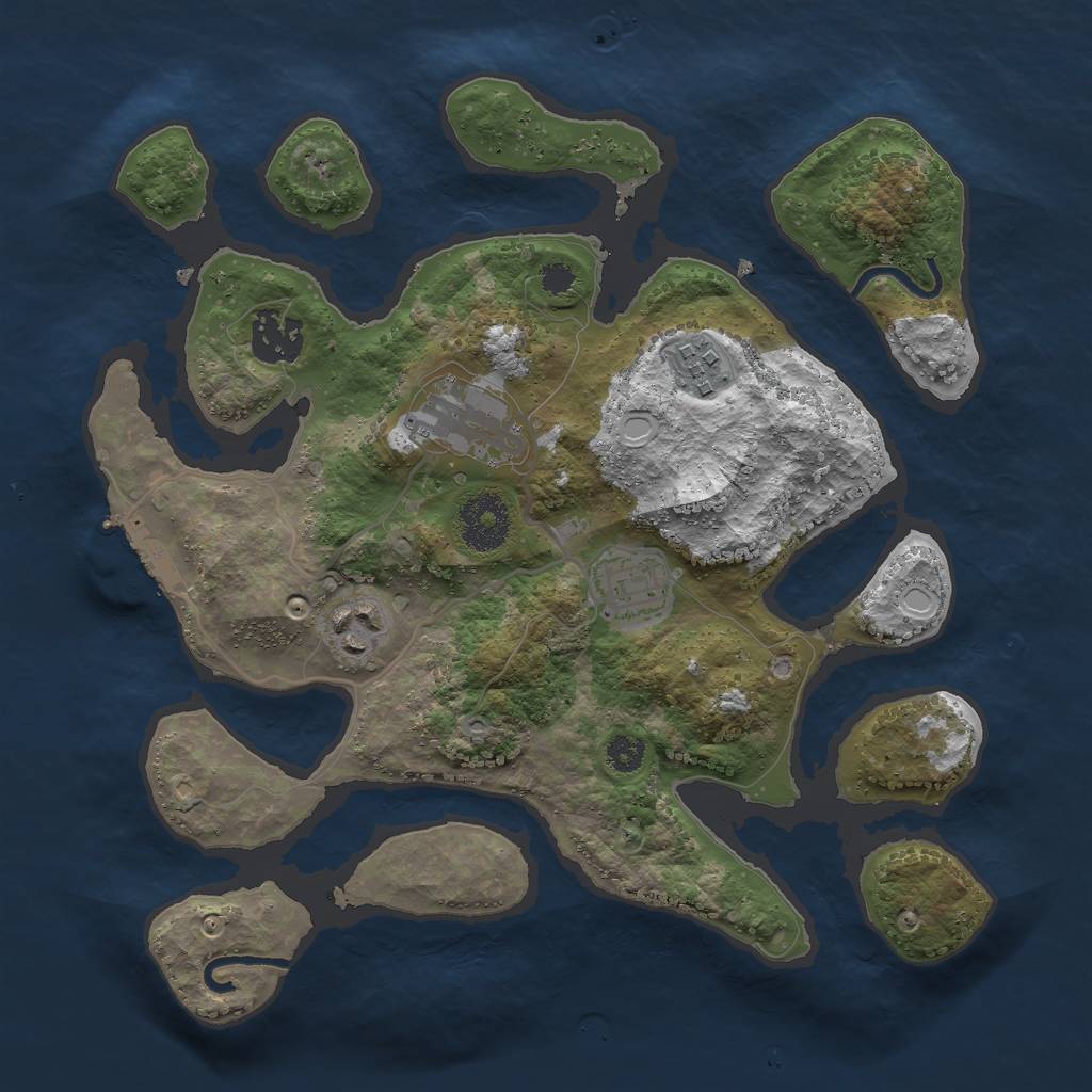 Rust Map: Procedural Map, Size: 3000, Seed: 465925, 11 Monuments