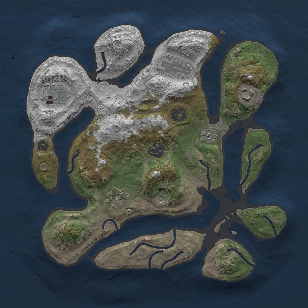 Rust Map: Procedural Map, Size: 3000, Seed: 202877, 12 Monuments