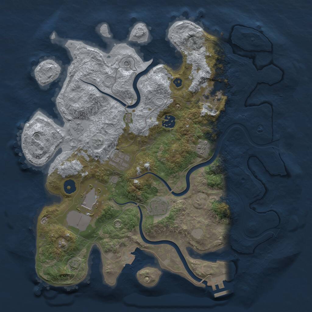 Rust Map: Procedural Map, Size: 3500, Seed: 669966, 11 Monuments