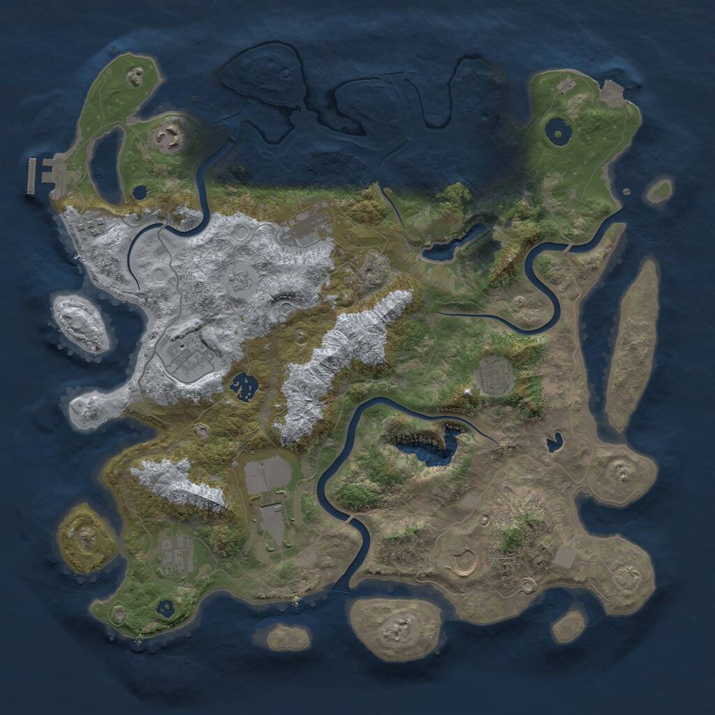 Rust Map: Procedural Map, Size: 4000, Seed: 123321, 14 Monuments