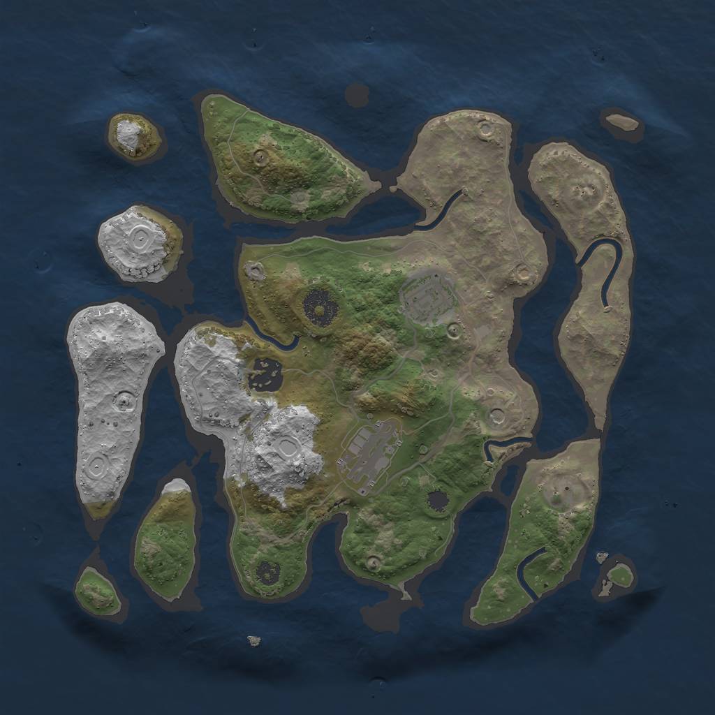 Rust Map: Procedural Map, Size: 3000, Seed: 827172, 9 Monuments