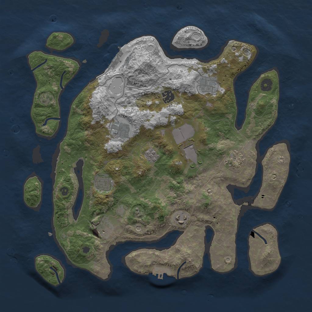 Rust Map: Procedural Map, Size: 3750, Seed: 455143245, 17 Monuments