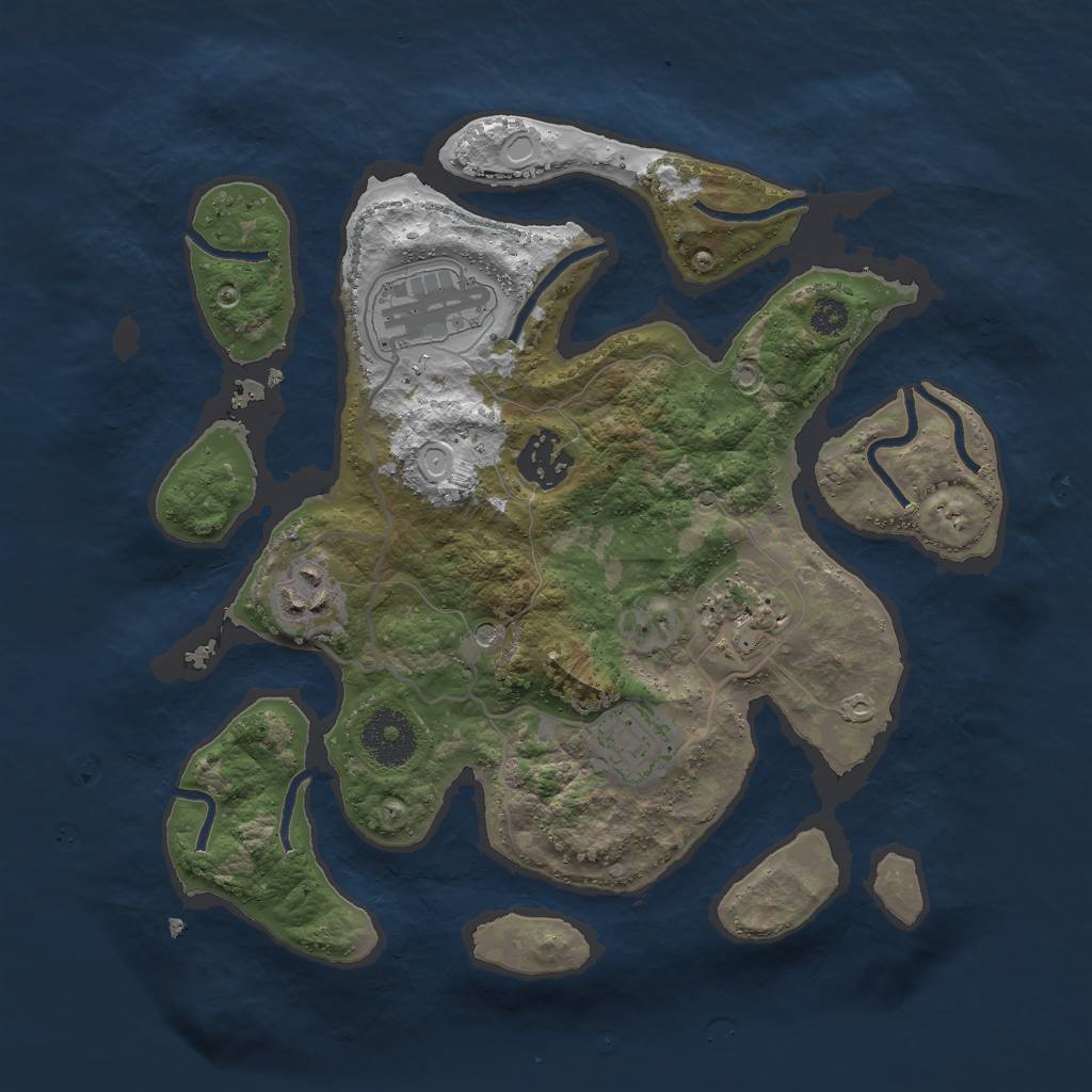 Rust Map: Procedural Map, Size: 3000, Seed: 757043, 11 Monuments