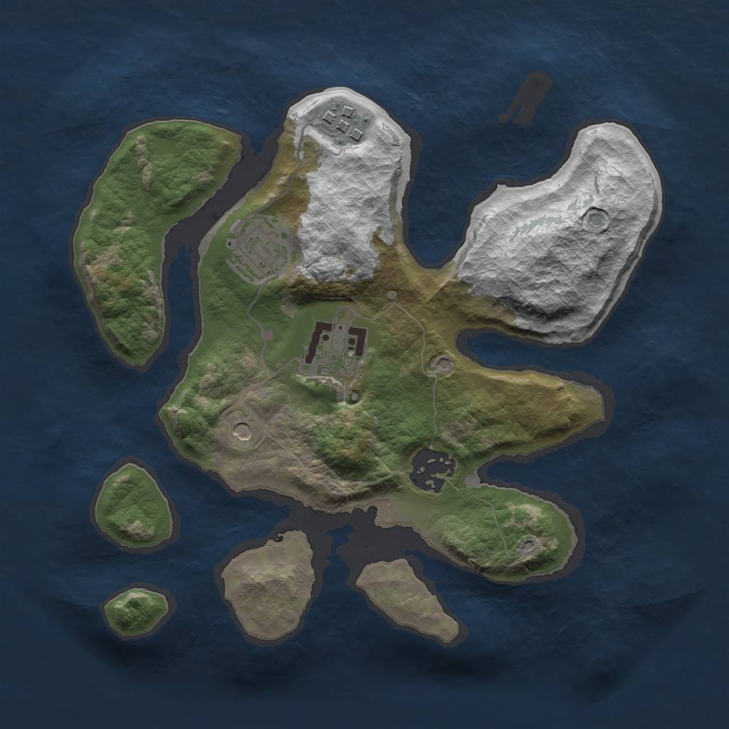 Rust Map: Barren, Size: 2500, Seed: 882, 7 Monuments