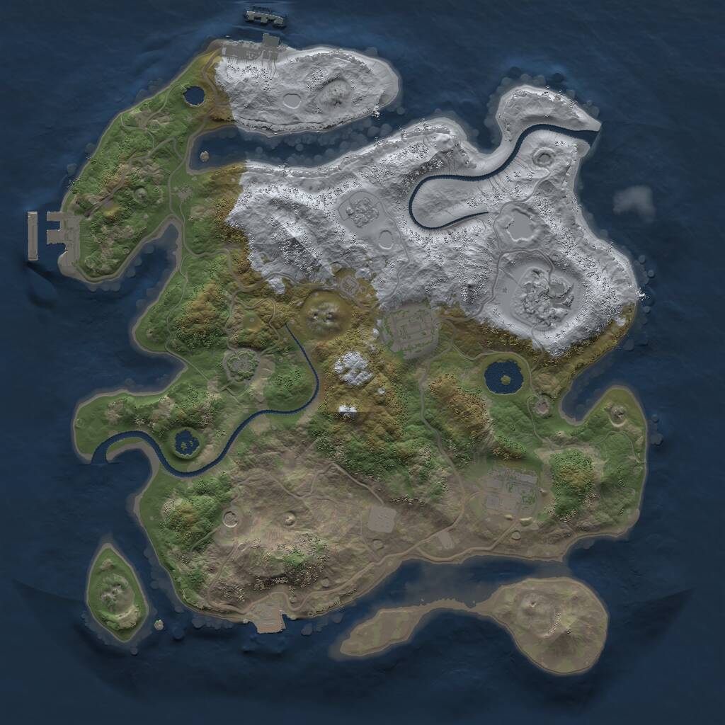 Rust Map: Procedural Map, Size: 3000, Seed: 758617, 9 Monuments