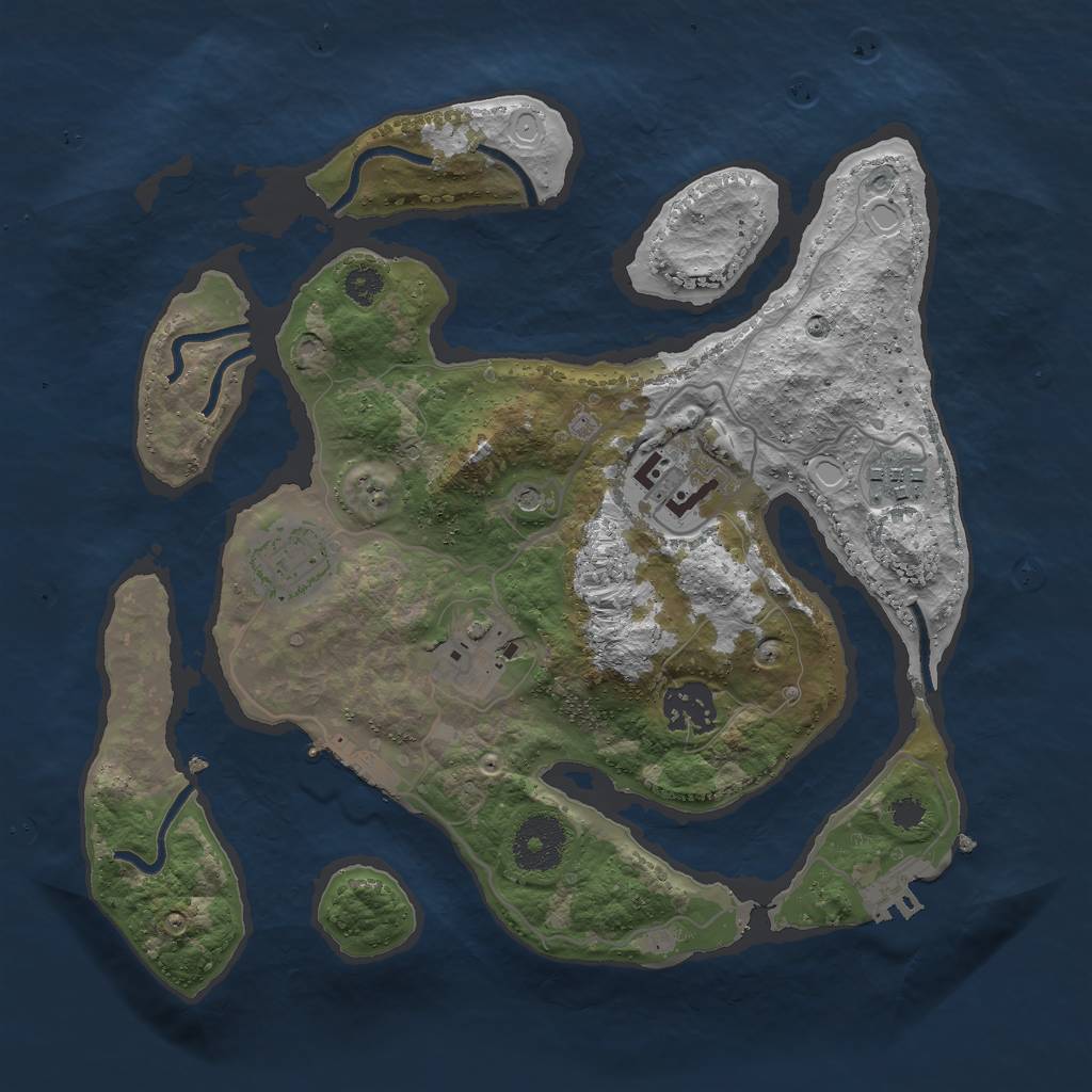 Rust Map: Procedural Map, Size: 3000, Seed: 125879, 13 Monuments