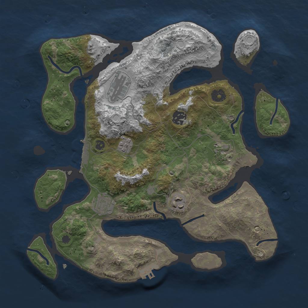 Rust Map: Procedural Map, Size: 3300, Seed: 5, 13 Monuments