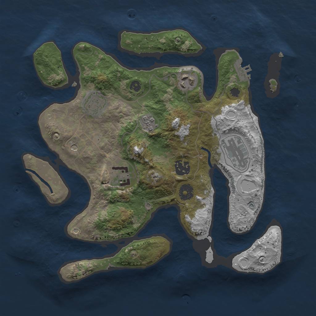 Rust Map: Procedural Map, Size: 3000, Seed: 1747, 13 Monuments