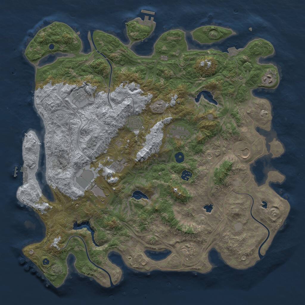 Rust Map: Procedural Map, Size: 4500, Seed: 9911873, 16 Monuments