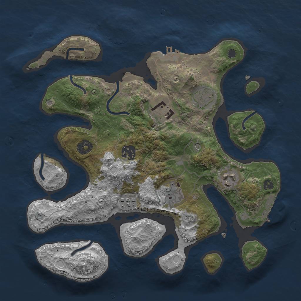 Rust Map: Procedural Map, Size: 3000, Seed: 322347, 14 Monuments