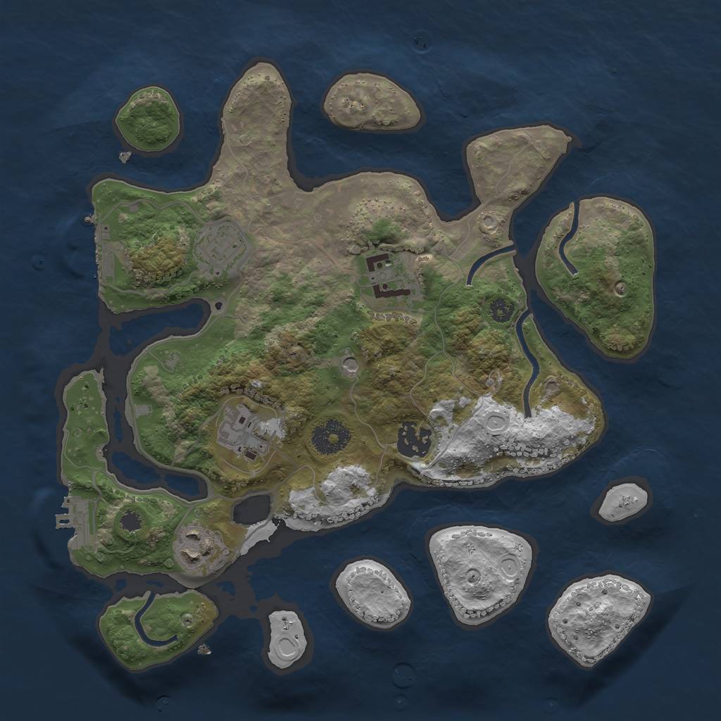 Rust Map: Procedural Map, Size: 3000, Seed: 520736, 13 Monuments