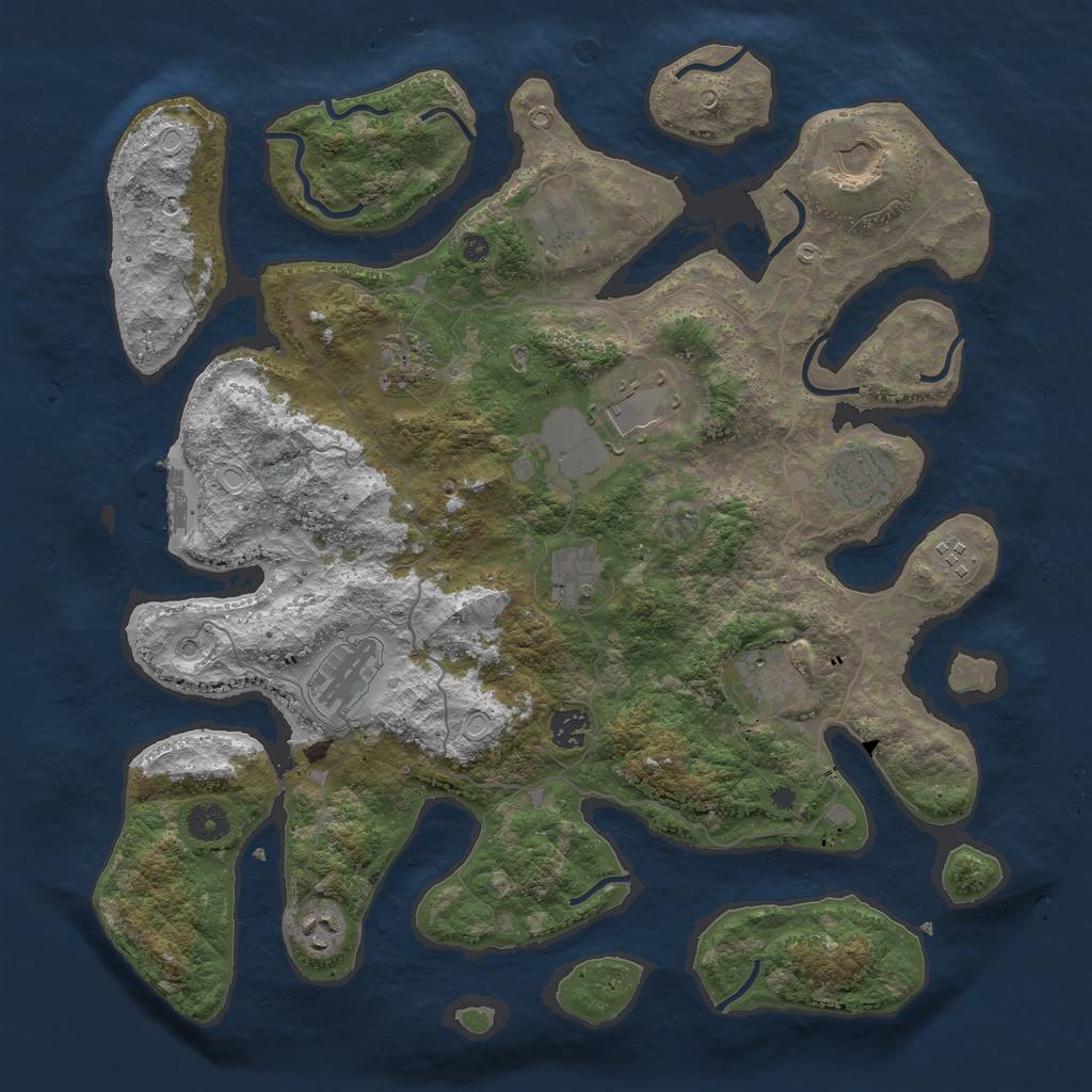 Rust Map: Procedural Map, Size: 4050, Seed: 177857301, 18 Monuments