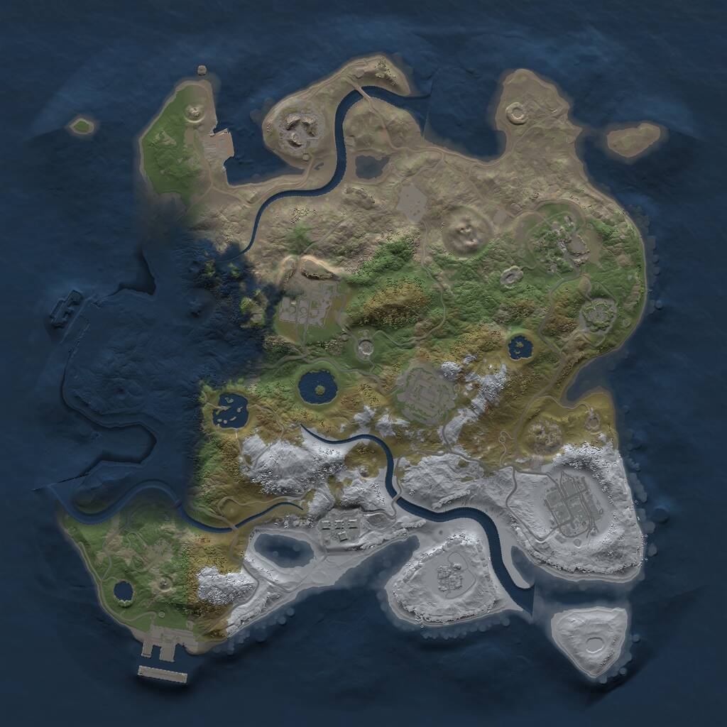 Rust Map: Procedural Map, Size: 3000, Seed: 91208851, 13 Monuments
