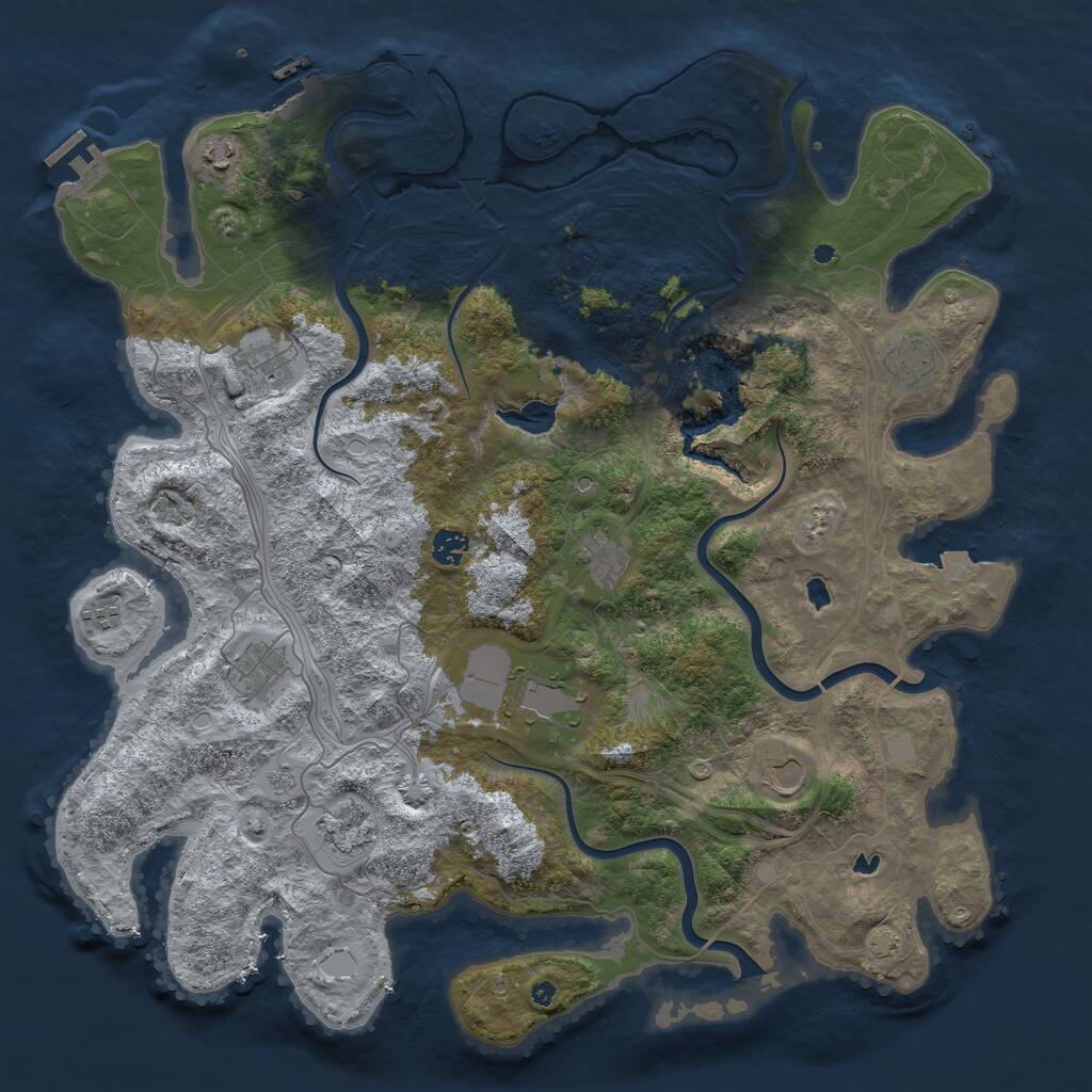 Rust Map: Procedural Map, Size: 4500, Seed: 2070430474, 16 Monuments