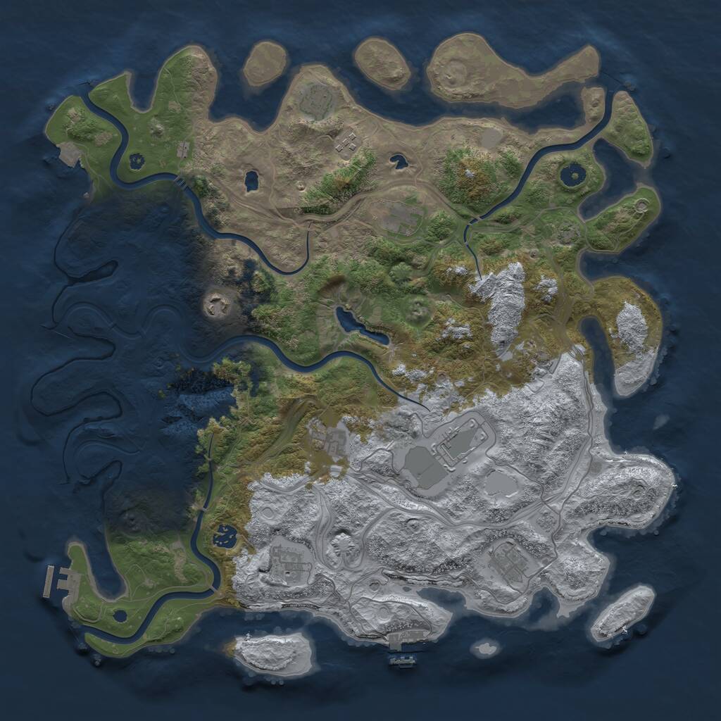 Rust Map: Procedural Map, Size: 4500, Seed: 334377252, 16 Monuments