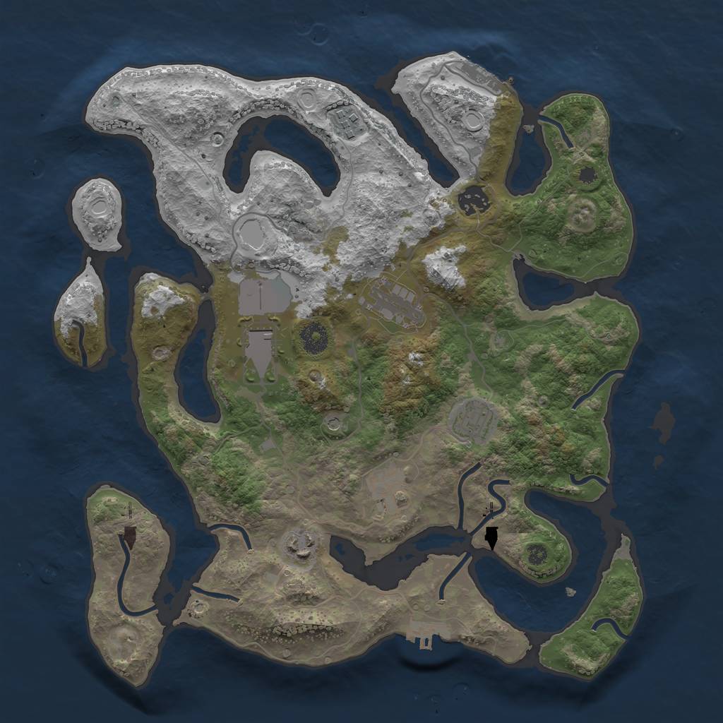 Rust Map: Procedural Map, Size: 3600, Seed: 1999261006, 15 Monuments