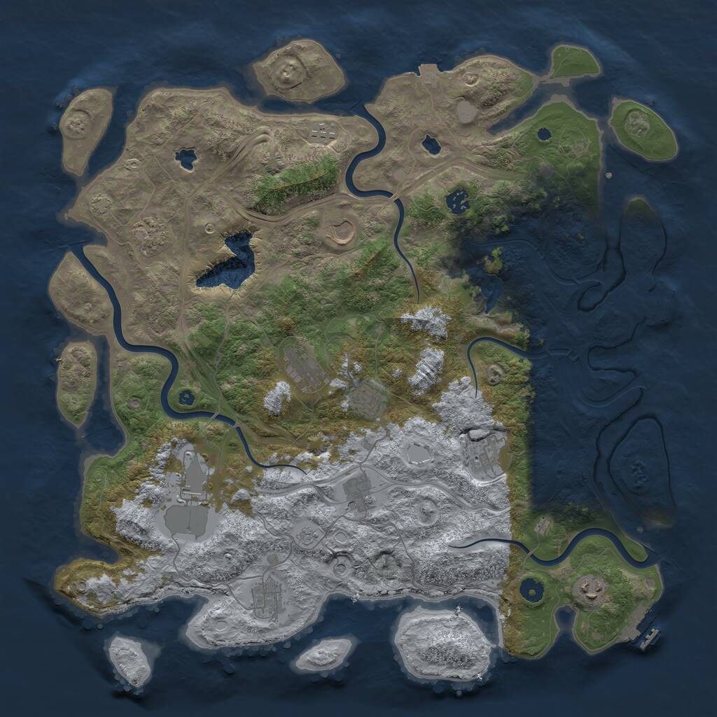 Rust Map: Procedural Map, Size: 4500, Seed: 1084295894, 17 Monuments